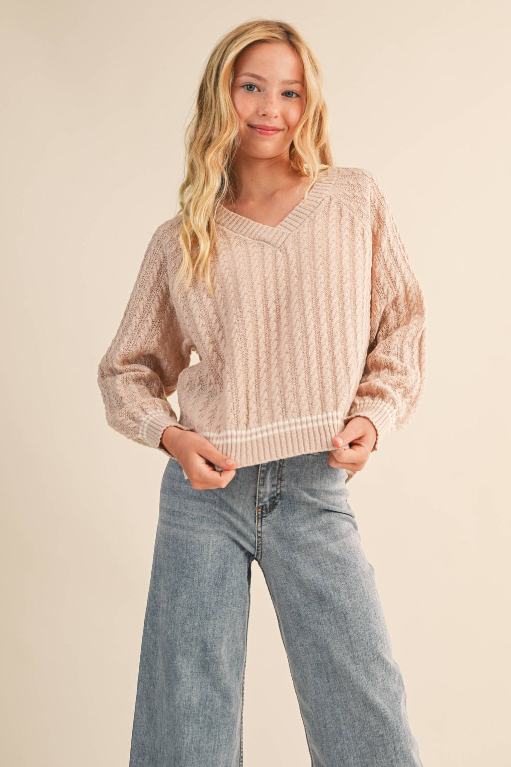 Willow Tween V-Neck Sweater