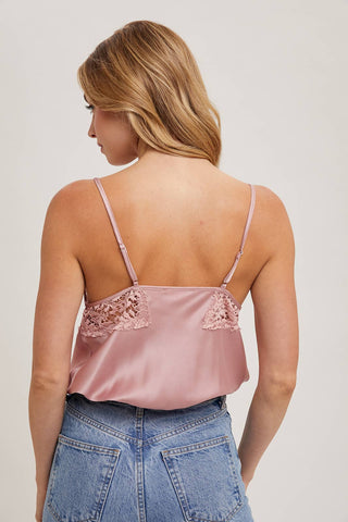 Sylvie Silky Lace Trim Camisole | Black