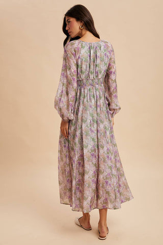 Eliana Floral Smocked Button Down Maxi Dress
