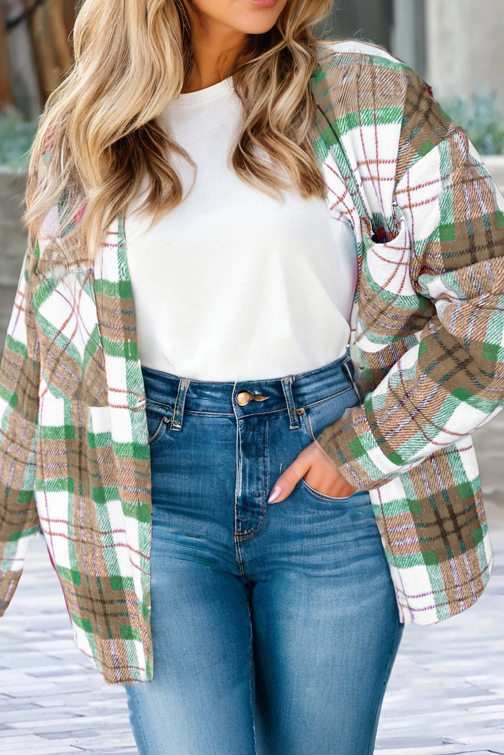 Plaid Flannel Shacket | Khaki