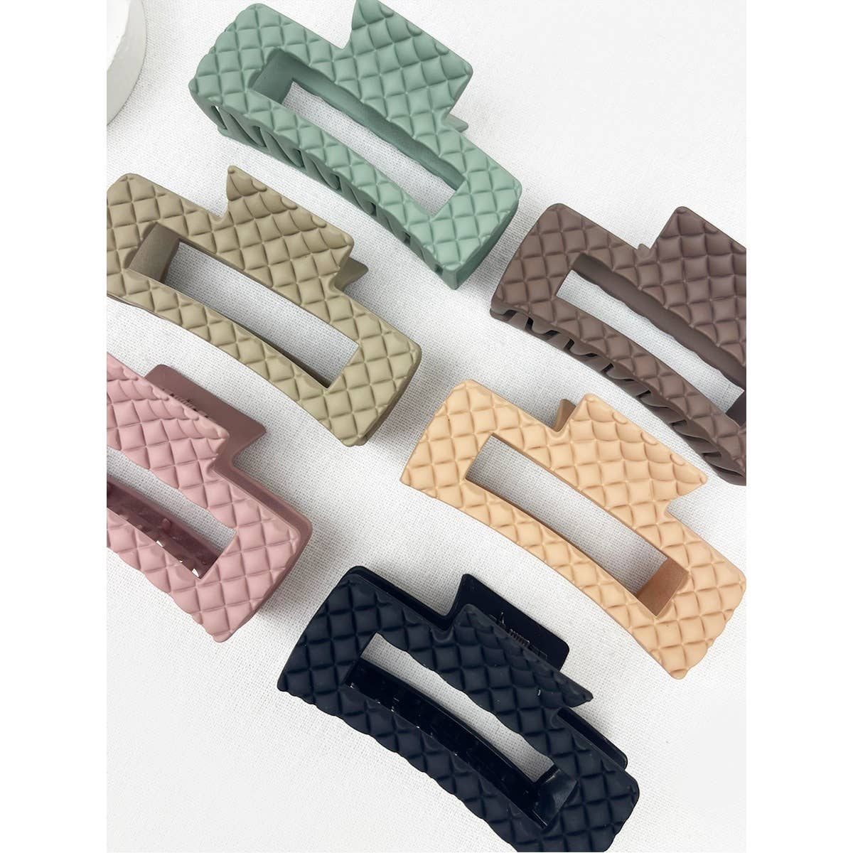 Matte Embossed Cut Out Rectangle Hair Clips | Multiple Colors