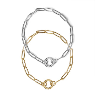 Paperclip with Charm Keeper Chain Bracelet | Stainless Steel + 18K PVD