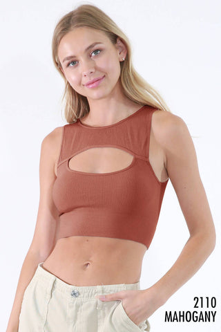 Ribbed Cutout Bra Top | Velvet Sage