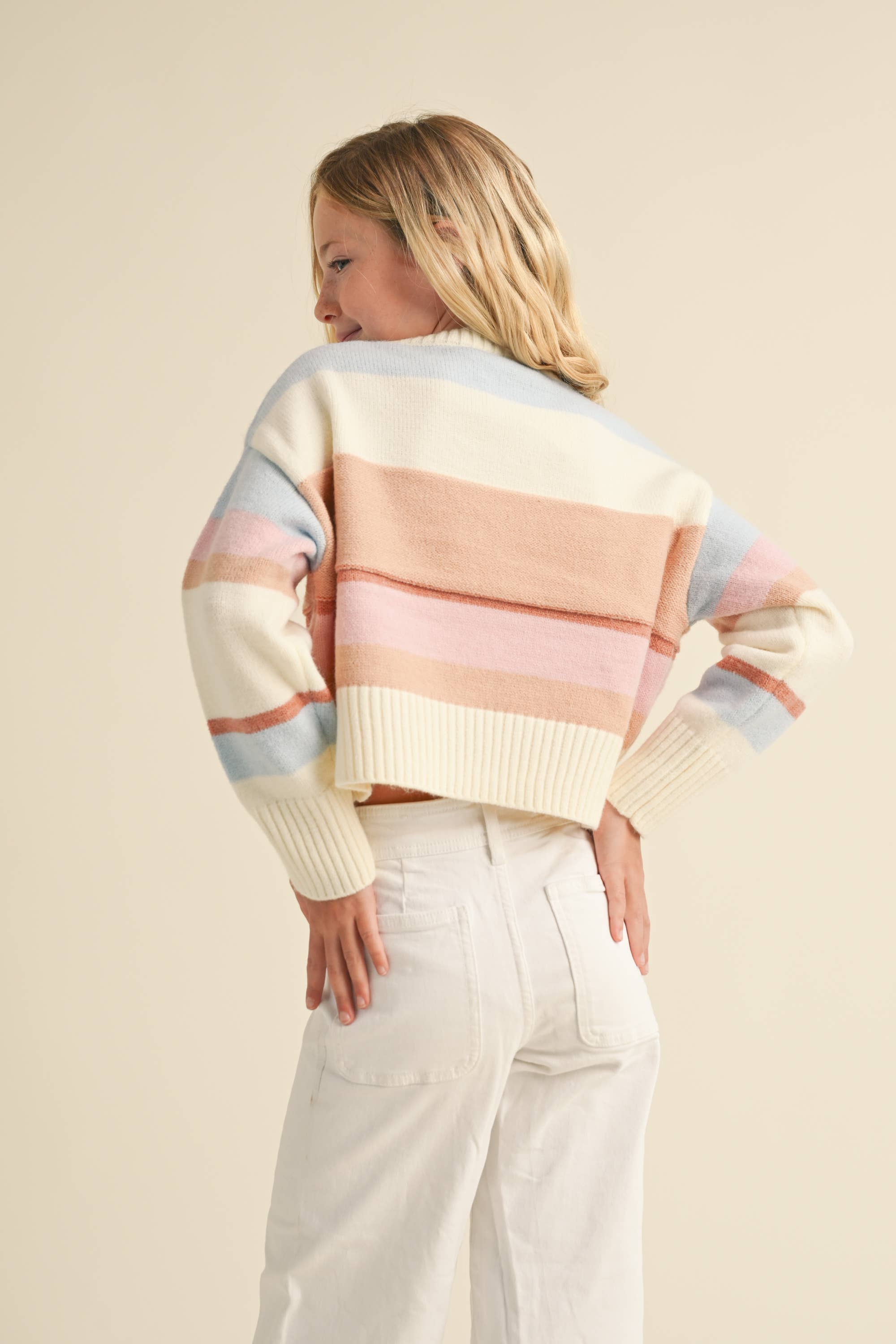 Berry Stripe Tween Sweater | 7-14