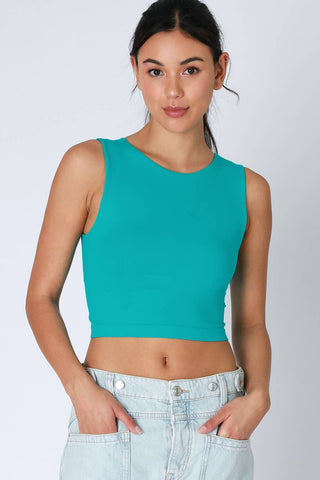 Clean Line Crew Neck Crop Top | Black